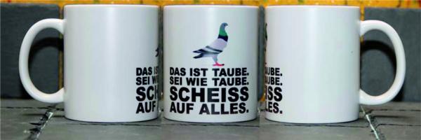 Weiße Tasse mit SpruchYoda  "MIR NED UFF DA SACK GANGA DU MIA SOLSCHT"